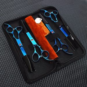 6Pcs Set PetT Dog Hair Cutting Plating Scissors Grooming set Curved Professional Hair Scissors Tool