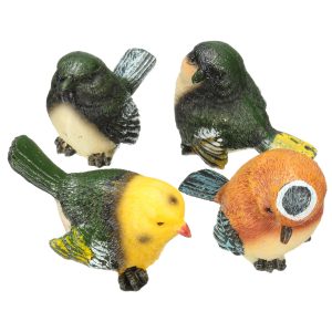 4 Pcs/Set Resin Birds Statue Figurine Home Garden DIY Bonsai Desk Decor Ornament Decorations