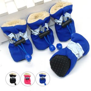 4pcs Winter Pet Dog Shoes Anti-slip Rain Snow Boots Footwear Thick Super Warm for Small Cats Dogs Puppy Dog Socks Booties
