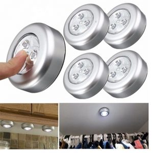 Fashion 3 LED Wall Light Kitchen Cabinet Closet Lighting Sticker Tap Touch Lamp ( not included Battery)