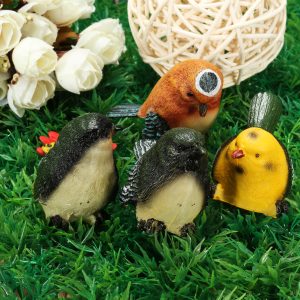 4 Pcs/Set Resin Birds Statue Figurine Home Garden DIY Bonsai Desk Decor Ornament Decorations