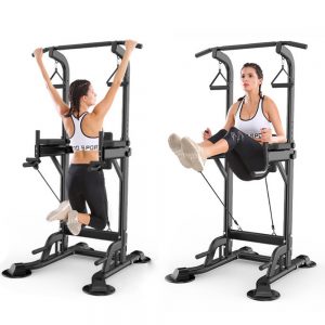MIKING 045 Multifunction Power Tower Adjustable Horizontal Bar Pull-ups Dip Stands Pull Up Bar Gym Strength Training Fitness Equipment for Adult Kids