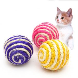 Pets Cats Dogs Toy Sisal Ball Kitten Teaser Playing Chew Scratch Pet Toys Diameter 5cm Color Random