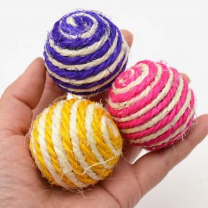 Pets Cats Dogs Toy Sisal Ball Kitten Teaser Playing Chew Scratch Pet Toys Diameter 5cm Color Random