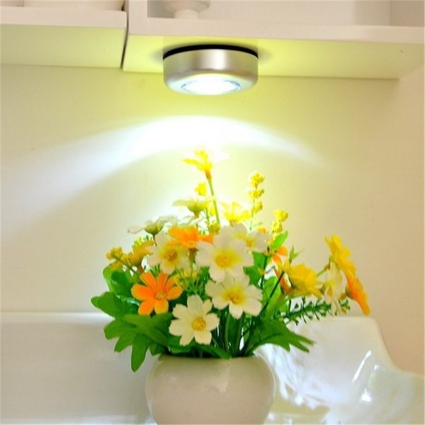 Fashion 3 LED Wall Light Kitchen Cabinet Closet Lighting Sticker Tap Touch Lamp ( not included Battery)