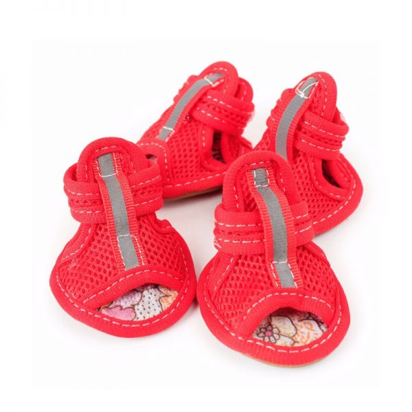4pcs/lot Cool Pet Dog Summer Gridding Shoes Mesh Breathable Casual Shoes Sandal Soft Candy Colors Anti-Slip Mesh Sandals