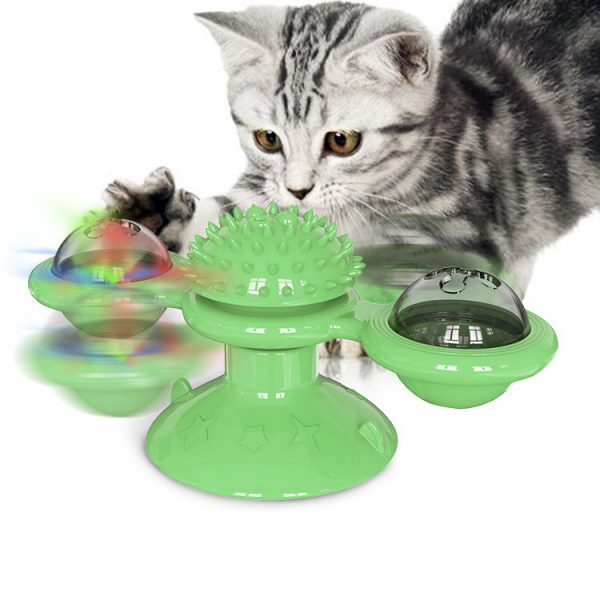 Soft Silicone Cat Toy Turntable Teasing Pet Toy Funny Interactive Massage Scratching Tickle Toy With Suction Cup