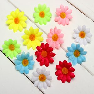 50pcs Silk Artificial Daisy Flowers Heads Home Wedding Decors