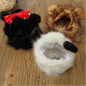 Pet Cat Lion Mane Wig Stuffed Hat with Ears