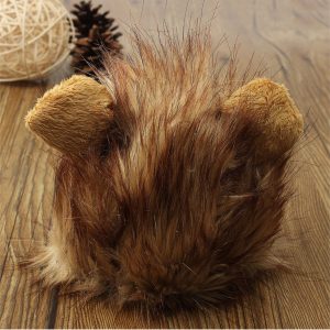 Pet Cat Lion Mane Wig Stuffed Hat with Ears