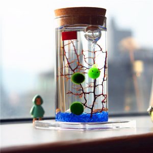 DIY Moss Micro Landscape Cylinder Glass Bottle with Colorful LED Light Succulent Plants Vase
