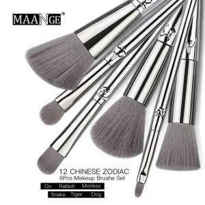 6pcs Chinese Zodiac Makeup Brushes Set Soft Synthetic Hair Powder Eyeshadow Blending Cosmetic Make Up kits With Case