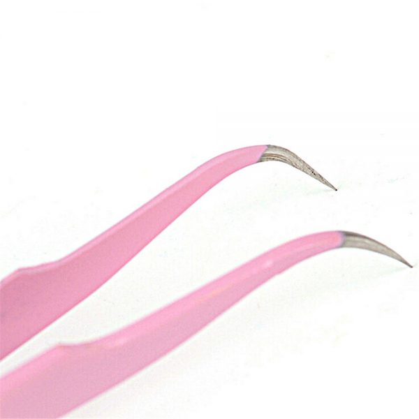 Fashion Pink stainless steel Mink eyelash extension Straight Or bend Optional tweezers professional Eye Lashes Tweezers