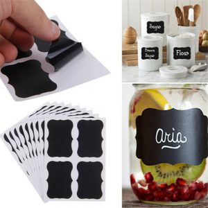 30pcs Fancy Black Board Kitchen Jam Jar Label Labels Stickers 5cm X 3.5cm Decor Chalkboard