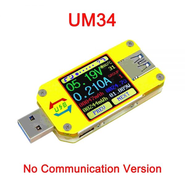 RIDEN® UM34/UM34C For APP USB 3.0 Type-C DC Voltmeter Ammeter Voltage Current Meter Battery Charge Measure Cable Resistance Tester