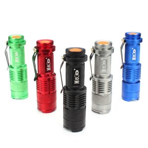 3Pcs Red Color MECO Q5 500LM Multicolor Zoomable Mini LED Flashlight 14500/AA