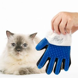 Doglemi Pet Shedding Grooming Gloves for Gentle and Efficient Pet Dog Cat Grooming Blue Color