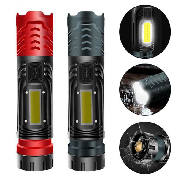 XANES® W750 XHP99+COB 2000LM Strong LED Flashlight With Side Light & Magnet Tail Zoomable Tactical LED Torch For Hunting Camping