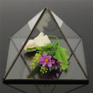 DIY Micro Landscape Triangle Greenhouse Glass Succulent Plants Flower Pot