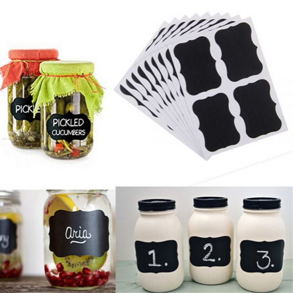 30pcs Fancy Black Board Kitchen Jam Jar Label Labels Stickers 5cm X 3.5cm Decor Chalkboard