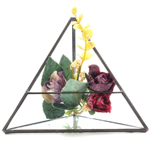 15cm Triangle Greenhouse Glass Terrarium DIY Micro Landscape Succulent Plants Flower Pot