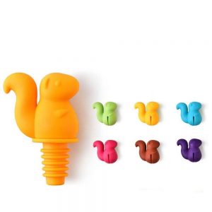 6+1pcs/set Cup Wine Plug Set Wine Glass Markers Squirrel Recognizer Labels Silicone Bottle Stopper Accessories