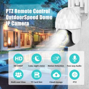 Guudgo 1080P 39 LED Outdoor PTZ IP Camera Two Way Audio Wifi Camera Auto Waterproof Night Vision CCTV Video Surveillance